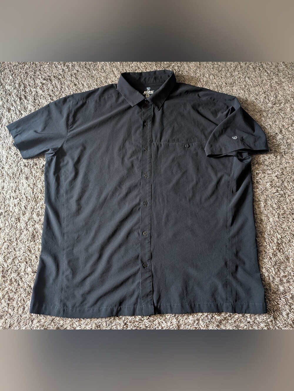 Kuhl Black Tufflex Short Sleeve Button Up Renegade Shirt Men's XXL